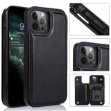 For Apple iPhone 13 Pro (6.1") PU Leather [Two Magnetic Clasp] [Card Slots] Stand Function Shockproof Back Wallet Flip  Phone Case Cover