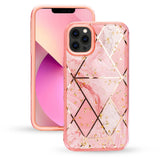 For Apple iPhone 13 /Pro Max Geometric Marble Design Pattern Soft TPU Rubber Hybrid Hard PC Shockproof Bumper  Phone Case Cover