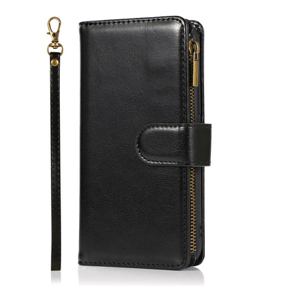 For Nokia G100 4G Leather Zipper Wallet Case 9 Credit Card Slots Cash Money Pocket Clutch Pouch with Stand & Strap  Phone Case Cover