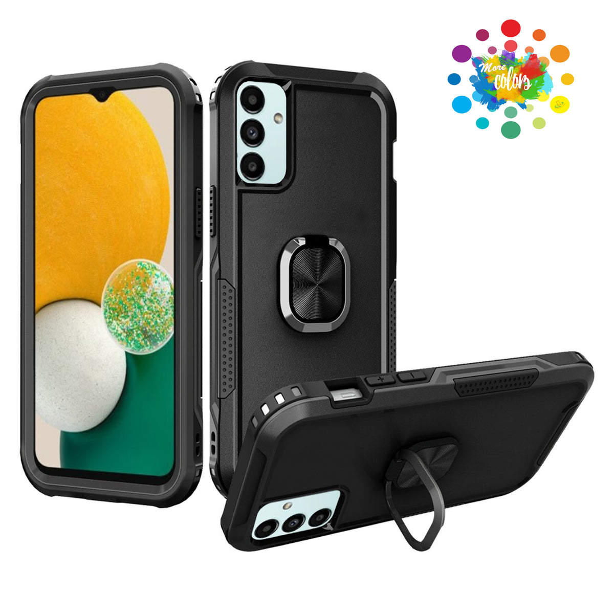 For Apple iPhone 14 (6.1") Heavy Duty 3in1 Magnetic Ring Kickstand Hybrid Shockproof Military-Grade Drop Protection  Phone Case Cover