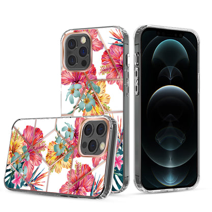 For Apple iPhone 14 (6.1") Fashion Art Floral IMD Design Beautiful Flower Pattern Hybrid Hard TPU Slim Back  Phone Case Cover
