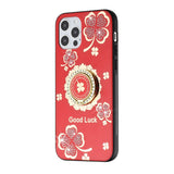 For OnePlus Nord N20 5G Diamond Bling Sparkly Glitter Ornaments Hybrid with Ring Kickstand Rugged Fashion Red Good Luck Floral Phone Case Cover