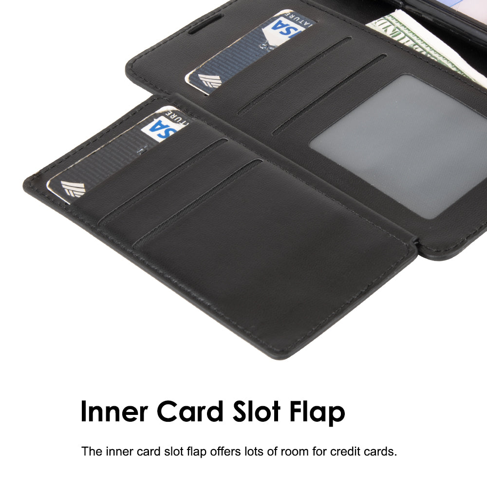 For Apple iPhone 14 /Plus Pro Max Leather Wallet Case with 6 Credit Card, Cash Slot Lanyard Dual Flip Pouch Pocket Stand  Phone Case Cover
