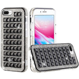 For Boost Mobile Celero 5G Fashion Luxury 3D Bling Diamonds Rhinestone Jeweled Shiny Crystal Hybrid TPU + PC Bumper Hard Black Phone Case Cover
