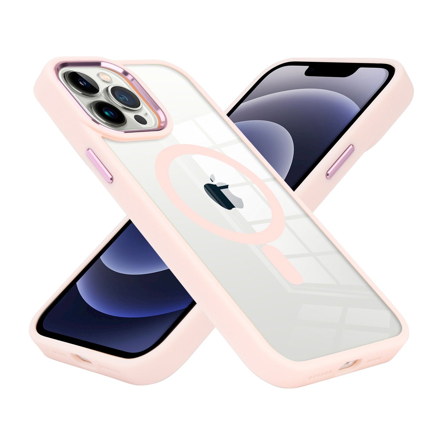 For Apple iPhone 14 /Plus Pro Max Transparent Greatest Clear Acrylic with Color Frame Thick Metal Button Hybrid  Phone Case Cover