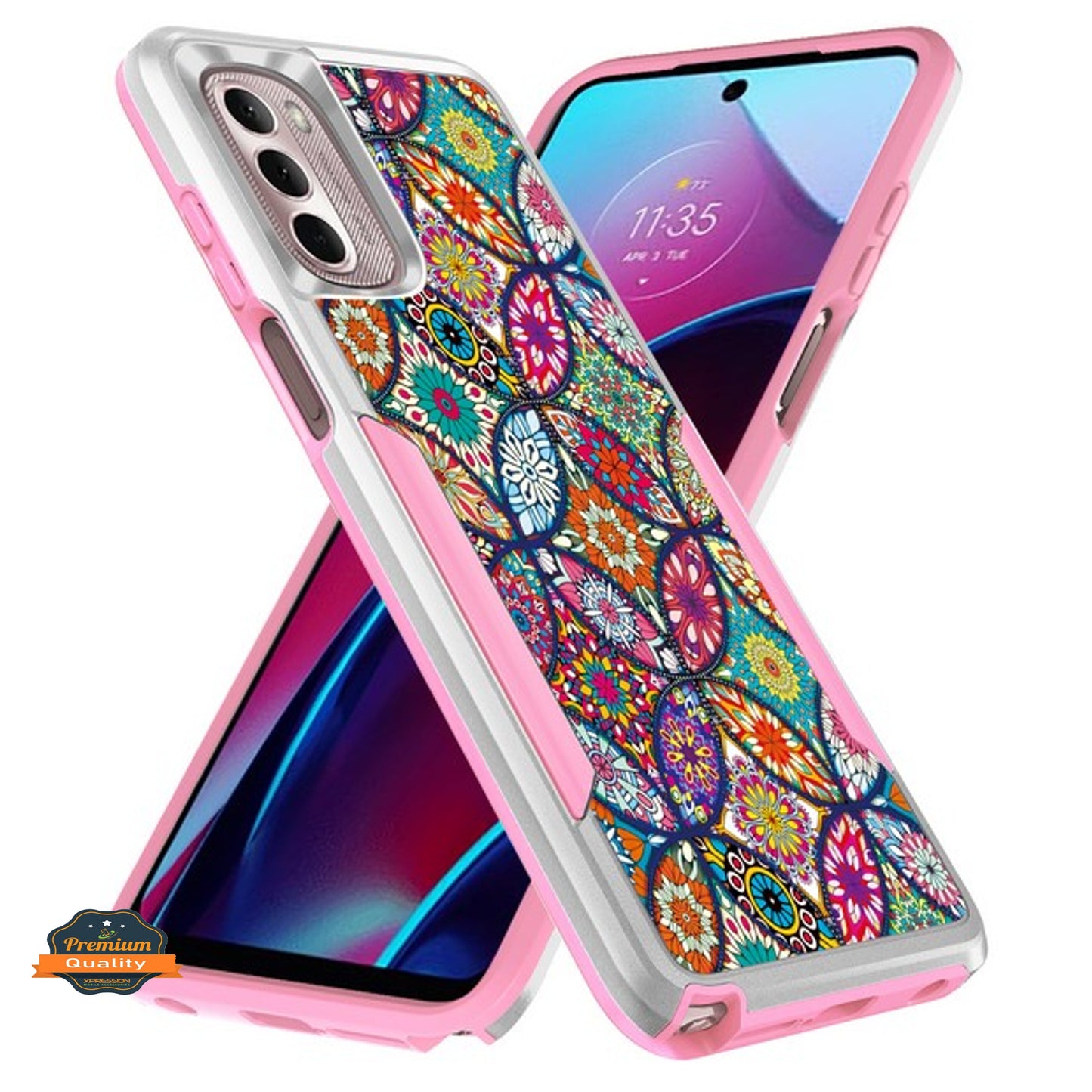 For Motorola Moto G Stylus 2022 4G Pattern Design Hybrid Bumper Rugged Dual Layer Heavy-Duty Military-Grade Hard  Phone Case Cover