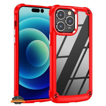 For Apple iPhone 14 /Pro Max Heavy Duty Hybrid Clear back Shield Hard TPU Bumper Edge Frame Shockproof Protective  Phone Case Cover