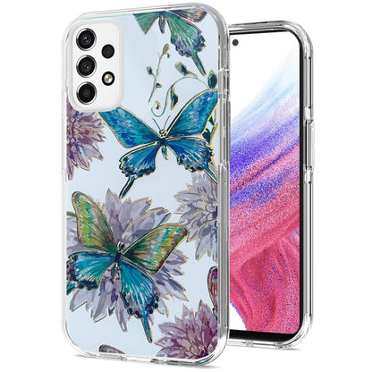 For Apple iPhone 13 Pro Max 6.7" Stylish Gold Layer Printing Design Hybrid Rubber TPU Hard PC Shockproof Rugged Slim Butterfly Floral Phone Case Cover