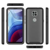 For Motorola Moto G 5G UW (Verizon) Clear Dual Layer Tuff Rugged Bumper Frame Heavy Duty Hybrid Shockproof Rubber TPU Defender Black Phone Case Cover