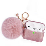 For Apple AirPods Pro 2 (2022) Silicone Skin Cute Fur Ball Ornament Keychain 3 in 1 Fashion Thick TPU Gummy Luxury Soft Protective Earphone