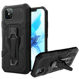 For Apple iPhone 13 (6.1") Rugged Heavy Duty Dual Layers Hybrid Shockproof Protective with Metal Clip Holder & Kickstand  Phone Case Cover