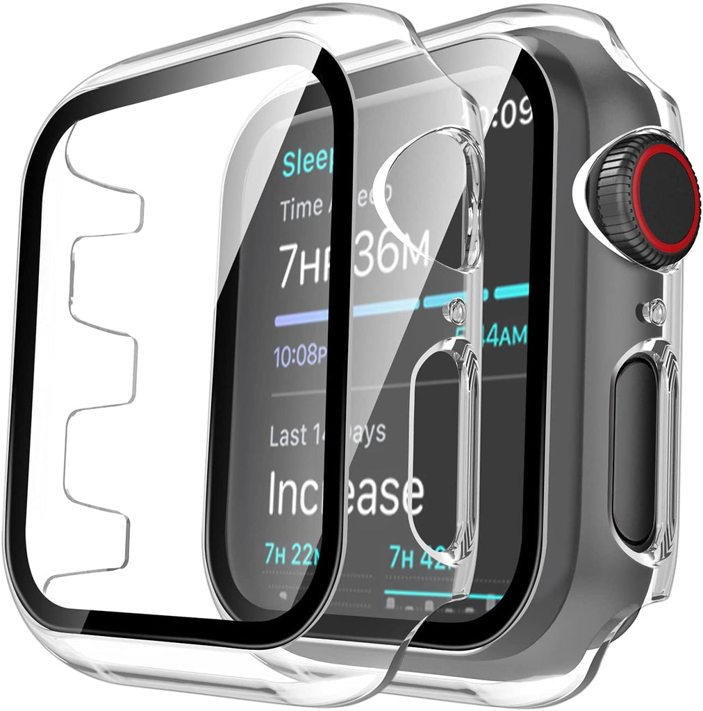 For Apple Watch 40mm Ultra Clear Transparent PC with Built in Screen Protector Snap-on Full Coverage Shell Rubber TPU + Hard PC Frame for iWatch Series SE/6/5/4 Clear Phone Case Cover