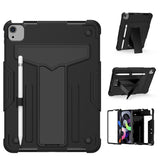 Case for Apple iPad Air 4 / iPad Air 5 / iPad Pro (11 inch) Tough Hybrid Kickstand Vertical 3in1 Shockproof Anti-Scratch PC + Silicone Armor Black Tablet Cover