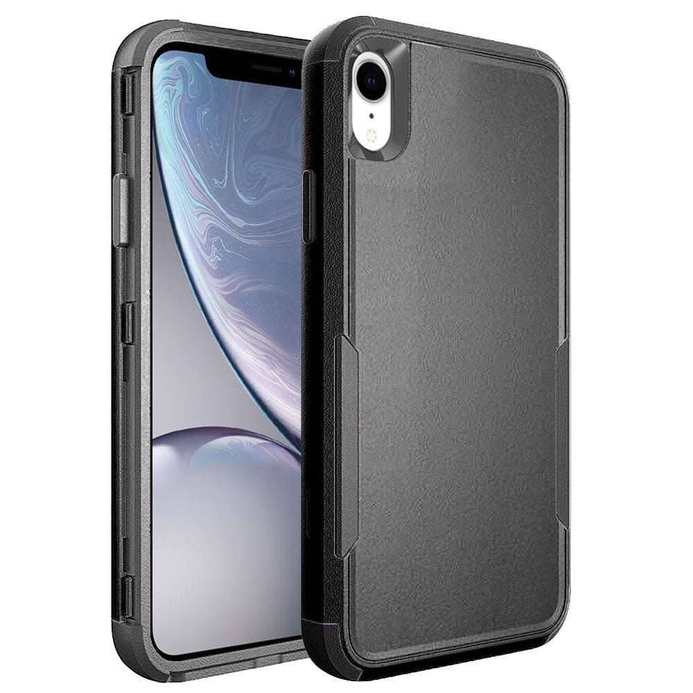 For Apple iPhone XR Hybrid Rugged Hard Shockproof Drop-Proof Protection, Military Grade 2in1 Hard PC Heavy-Duty Armor Black Phone Case Cover