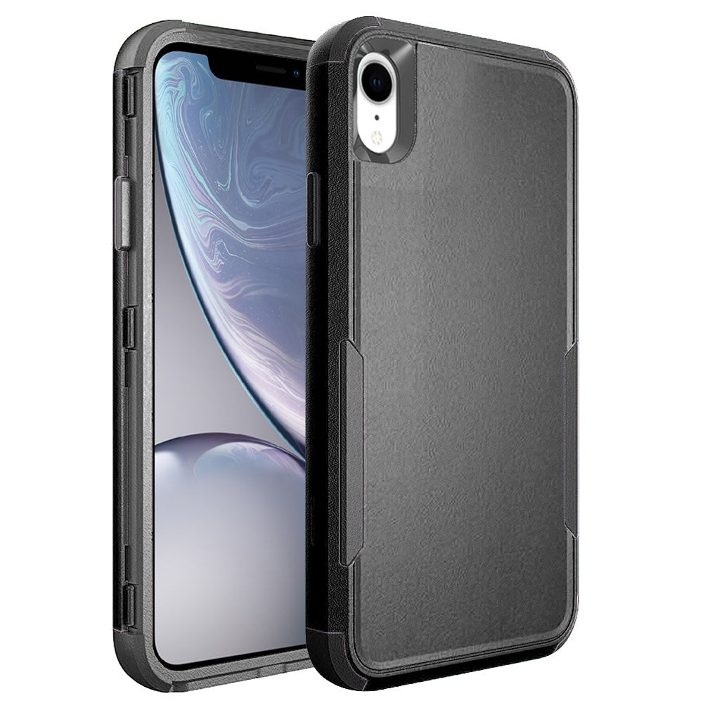 iPhone Xr Heavy Duty Case {Shock Proof Case with 3 Layer Rubber, Shatter  Resistant, [Tough Armour] Rugged Case Compatible for iPhone Xr} Black 