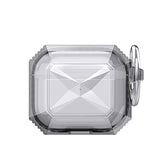 For Apple AirPods Pro Transparent Diamond Clear Design Shock-Resistant Dustproof [Visible Front LED] [Wireless Charging] with Carabiner Case Cover