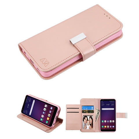 For LG Stylo 4 / Stylo 4 Plus PU Leather Wallet with Credit Card Holder Storage Folio Flip Pouch Stand Rose Gold Phone Case Cover