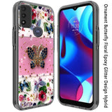 For Motorola Moto G Power 2022 Glitter Sparkle Colorful Bling Flake 3D Ornament Butterfly Floral Epoxy Hybrid Shockproof Hard  Phone Case Cover