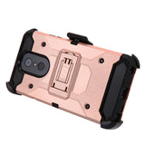 For LG Stylo 4 / Stylo 4 Plus Hybrid Armor with Belt Clip Holster Kickstand with Screen Protector Hard PC Cases Shockproof Rose Gold Phone Case Cover