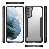 For Samsung Galaxy S22 Ultra Hybrid Aluminum Alloy Metal Clear Transparent Back PC TPU Bumper Frame Armor Shockproof Black Phone Case Cover