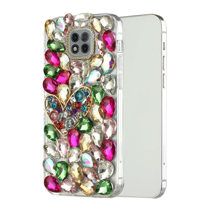 For Samsung Galaxy S21 Ultra Bling Clear Crystal 3D Full Diamonds Luxury Sparkle Rhinestone Hybrid Protective Colorful Heart Phone Case Cover
