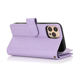 For Motorola Moto G Stylus 2022 4G Leather Zipper Wallet Case 9 Credit Card Slots Pocket Clutch Pouch with Stand & Strap Lavender Phone Case Cover