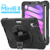 For Apple iPad Mini 6 (2021) Heavy Duty Rugged Hybrid with Kickstabd, Hand Strap, Pencil Holder, Sholder Strap Shockproof Full Protective  Phone Case Cover