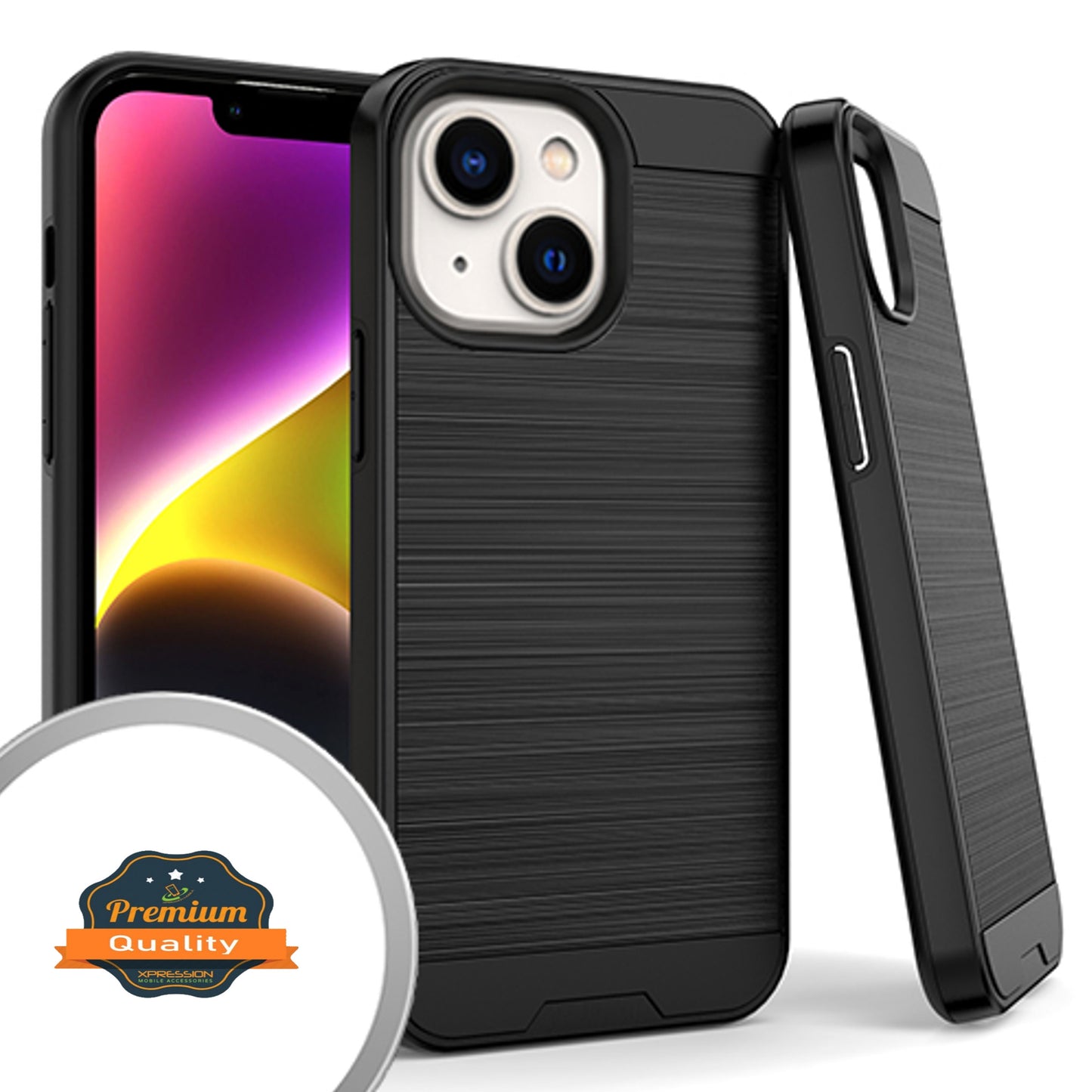 For Samsung Galaxy A54 5G Hybrid Brushed Metal Texture Rugged Slim Shockproof Dual Layers 2-Piece Hard PC + Soft TPU  Phone Case Cover