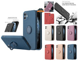 For Apple iPhone 13 /Pro Max Hybrid Liquid Silicone with Ring Stand Holder Stand Strap Microfiber Liner Shock Absorption Gel Rubber Protection  Phone Case Cover