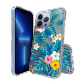 For Apple iPhone 13 Pro Max (6.7") Floral Patterns Design Transparent Soft TPU Silicone Shock Absorption Bumper Slim Hard Back  Phone Case Cover