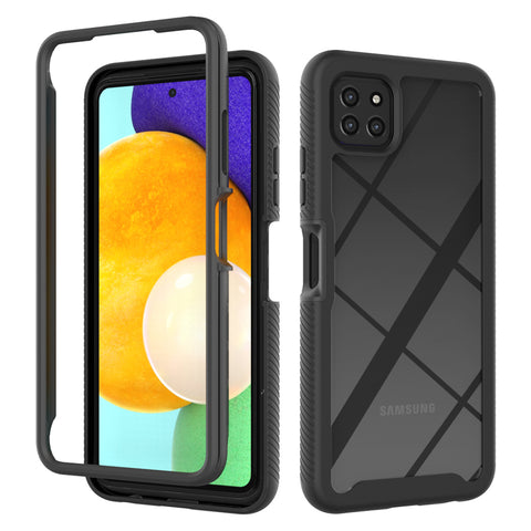 For Boost Mobile Celero 5G Hybrid Clear Shockproof Dual Layer Protection Hard Rugged PC and Soft TPU Silicone Bumper Frame Back Clear Black Phone Case Cover