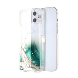 For Apple iPhone 13 Mini (5.4") Pattern Clear Design Transparent Glitter Bling Hybrid Plastic Hard Back TPU Rubber Armor  Phone Case Cover