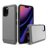 For Apple iPhone 13 Pro (6.1") Slim Thin Hybrid TPU 2-Piece Bumper Shockproof with Brushed Metal Texture Carbon Fiber Hard PC Back  Phone Case Cover