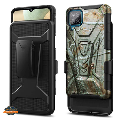 For T-Mobile Revvl 6 Pro 5G Swivel Belt Clip Holster with Built-in Kickstand, Heavy Duty Hybrid 3in1 Shockproof Defender Camo Camouflage Phone Case Cover