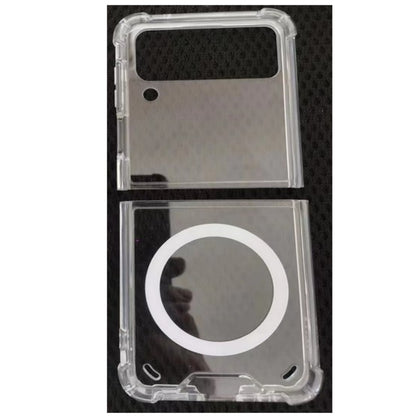 For Samsung Galaxy Z Flip 4 5G Magnetic Clear Case Compatible with Magsafe Wireless Charger Slim Transparent Hard PC Clear Phone Case Cover