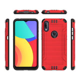 For AT&T Maestro 3 Hybrid Dual Layer Slim Defender Armor Tuff Metallic Brush Texture Shockproof Hard PC + TPU Rubber  Phone Case Cover