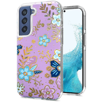 For Samsung Galaxy S22 Ultra Stylish Gold Layer Design Hybrid Rubber TPU Hard PC Shockproof Armor Rugged Slim  Phone Case Cover