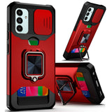For Samsung Galaxy A13 4G 2022 Wallet Case with Ring Stand & Slide Camera Cover Credit Card Holder, Military Grade Hard  Phone Case Cover