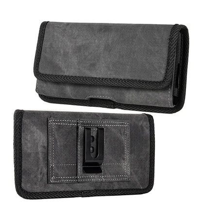 For Samsung Galaxy A52 5G Universal Horizontal Cell Phone Case Fabric Holster Carrying Pouch with Belt Clip and 2 Card Slots fit Large Devices 6.3" [Black Denim]