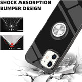 For Apple iPhone 14 (6.1") Rubber Hybrid 360° Ring Holder Stand Kickstand Fit Car Mount Shockproof Bumper Protection  Phone Case Cover