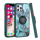 For Apple iPhone 13 /Pro Max Mini Unique Marble Design with Magnetic Ring Kickstand Holder Hybrid TPU Hard PC Shockproof Armor Bumper  Phone Case Cover