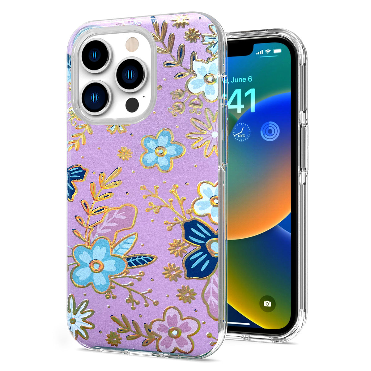 For Apple iPhone 14 Pro Max (6.7") Stylish Gold Layer Design Hybrid Rubber TPU Hard Shockproof Armor  Phone Case Cover