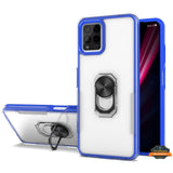 For T-Mobile Revvl 6 Pro 5G Transparent Hybrid with Ring Stand (works with Car Mount) Detachable Frame Bumper  Phone Case Cover
