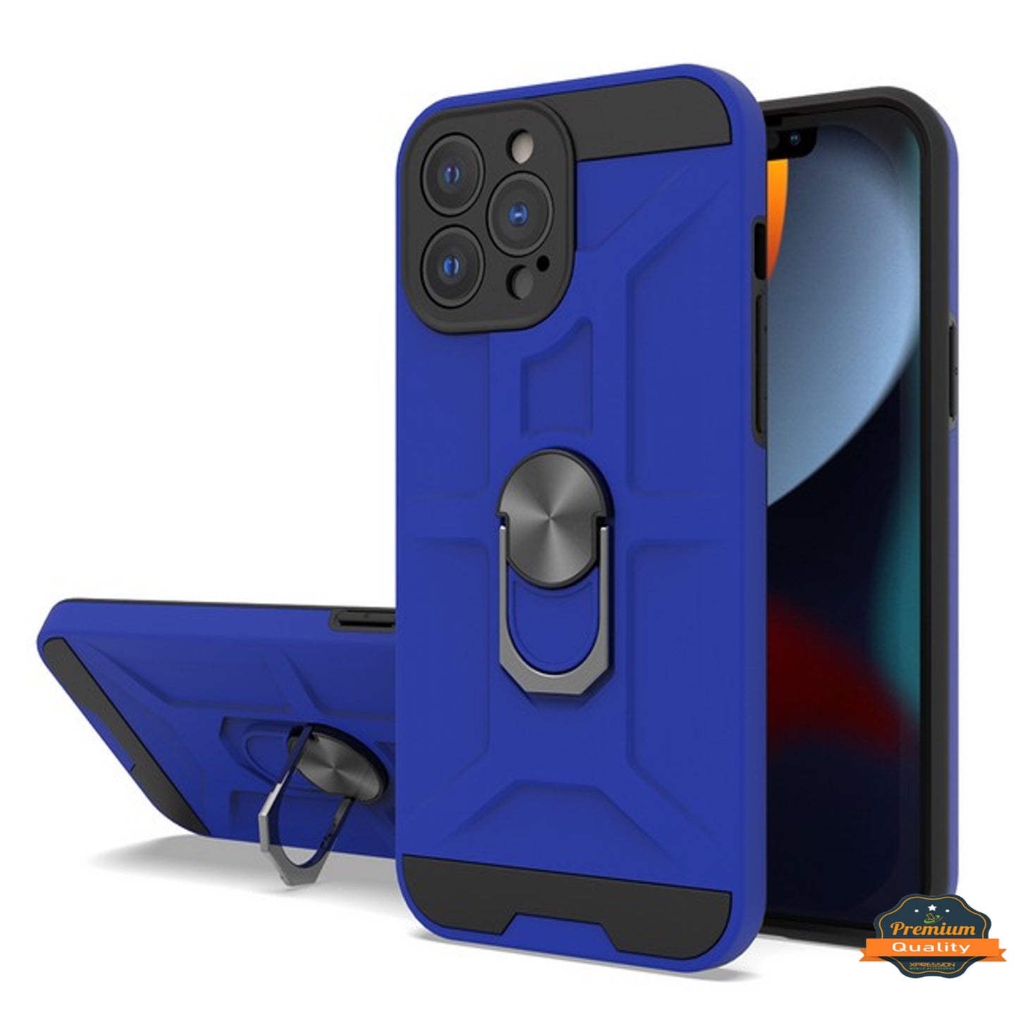 For Apple iPhone 14 Plus (6.7") Hybrid Ring Stand [360° Rotatable Ring Holder Magnetic Kickstand] Rubber TPU Shockproof  Phone Case Cover